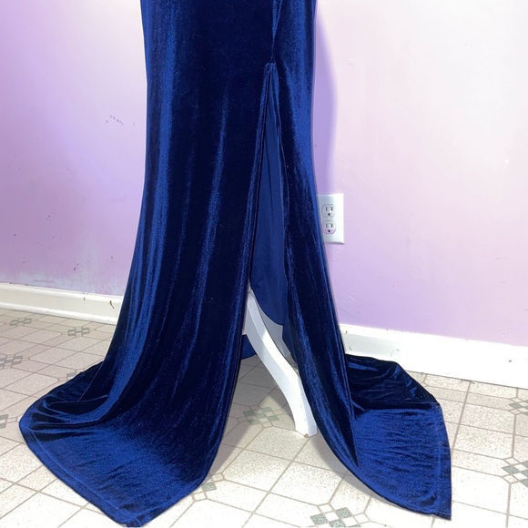Windsor Margo Velvet Strapless High Slit Mermaid Maxi Dress L Romantic Vamp Goth - Picture 4 of 12